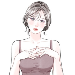 胸に悩みを抱えている女性