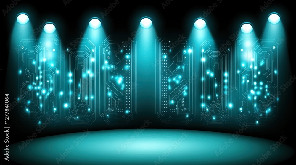 Poster detailed circuit board glowing under studio lighting with a gigapixel standard visual enhancement