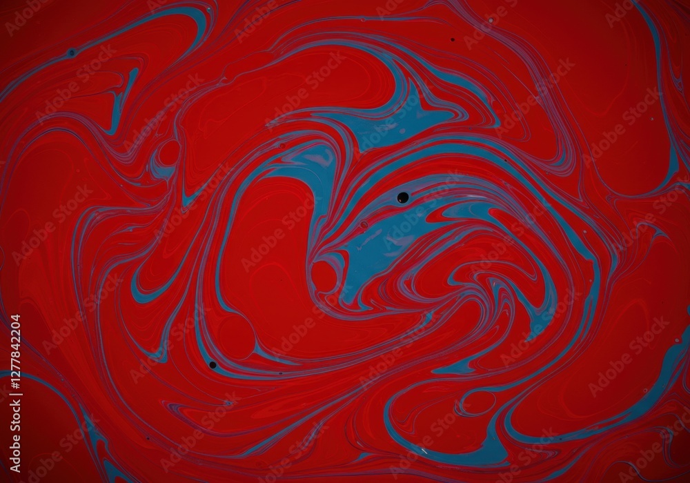 Poster abstract red and blue swirl pattern with fluid dynamics and vibrant energy