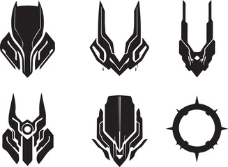 Set of minimalistic futuristic elements. Hand drawn vector illustration