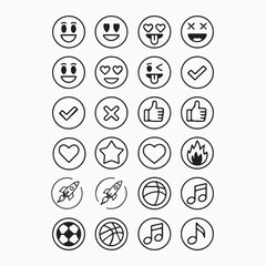 Cute Set of Simple Emojis