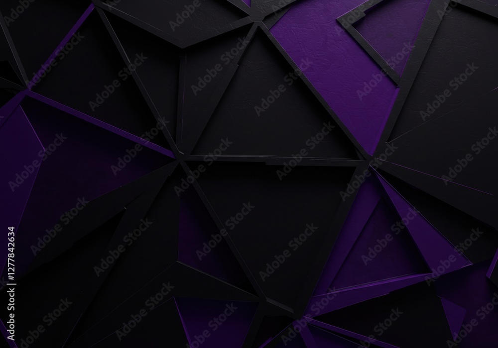 Poster abstract black and purple geometric background with modern triangular pattern