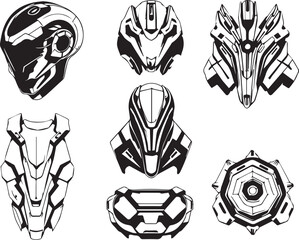 Set of minimalistic futuristic elements. Hand drawn vector illustration