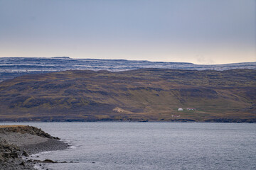 The autumn landscape in Westfjords, Iceland. 