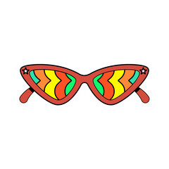 Funky Retro Sunglasses - Colorful Pattern Lens Vector Illustration