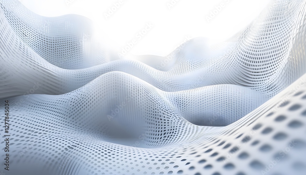 Aufkleber abstract image shows flowing white fabric with delicate perforated pattern
