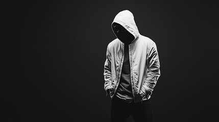 White jeans jacket Over black Studio Background.