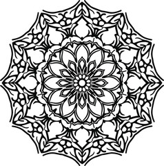 mandala design, clean line art, white background, no shading or grey fill.eps