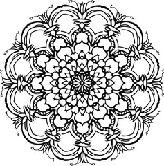mandala design, clean line art, white background, no shading or grey fill 3.eps