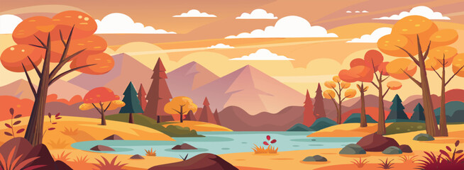 autumn landscape with lake