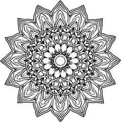 mandala design, clean line art, white background, no shading or grey fill 9.eps