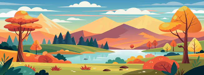 autumn landscape with mountains