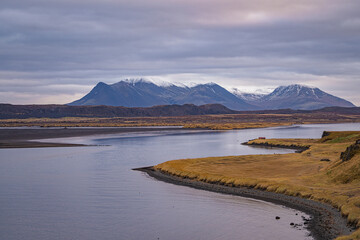 The fjords landscape in Westfjords of Iceland, autumn time.