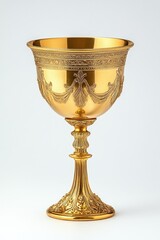 Ornate Gold Goblet on White Background