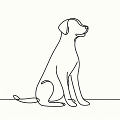 Obraz premium Minimalistic one line illustration of a Dog sitting