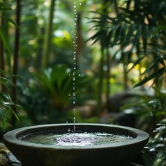 The tranquil moment of Zen inspired water droplets