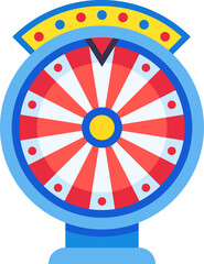 Obraz premium Wheel of fortune spinning, offering exciting opportunities for winning prizes and experiencing the thrill of chance in games, amusement parks, and casinos
