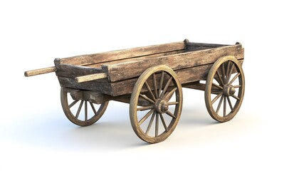 Fototapeta premium An antique wooden wagon is displayed against a white backdrop