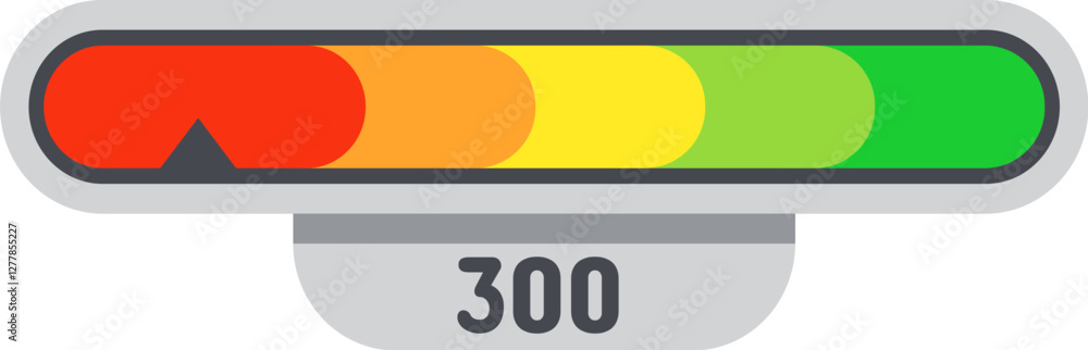 Poster progress bar showing a value of 300 out of 500, using a gradient color scheme from red to orange, ye