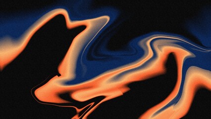 Abstract flat liquid style Vintage soft blur defocused noise grainy freeform gradient background with blue orange pastel mid century modern colors airbrush copy space text area 