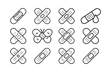 Collection of Simple Line Art Band-Aids