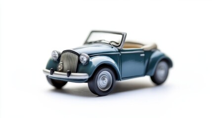 Obraz premium A detailed vintage convertible model car sits on a clean surface. Its elegant design showcases charm and nostalgia. Perfect for collectors and enthusiasts. Generative AI