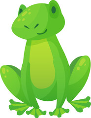 Cartoon illustration of a cute green frog sitting and smiling, perfect for children s books, educational materials, or any project that needs a touch of whimsy