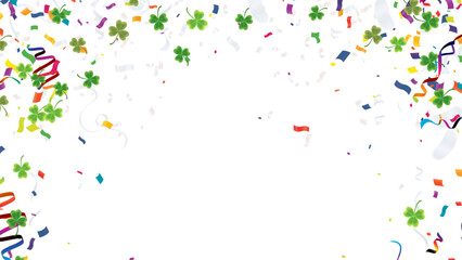 Saint Patrick's Day horizontal with balloons on  background. Confetti,