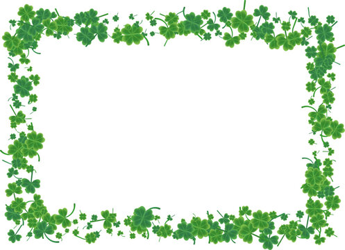 Vector Illustration of green and golden shamrocks background.