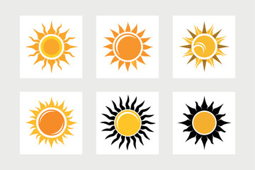 Fototapeta premium A set of sun icon vector art illustration.