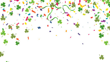 Saint Patrick's Day horizontal with balloons on  background. Confetti,