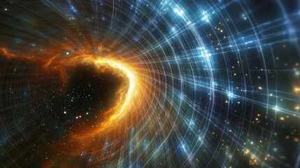 Fototapeta premium Swirling vortex of colorful energy in a cosmic wormhole
