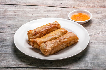 Traditional crispy fried stuffed springroll