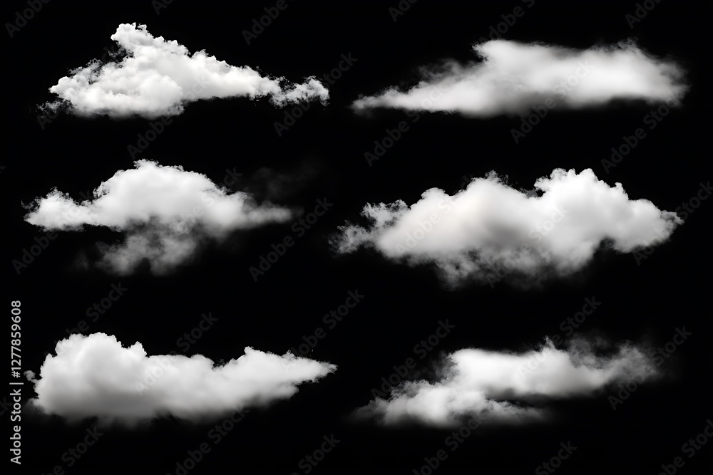 Aufkleber set of realistic clouds isolated on black background. collection of realistic clouds.