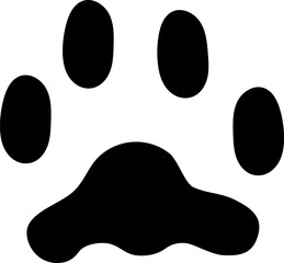 Bold black paw print silhouette on a white background, representing pet care, animal footprints, and veterinary themes. Ideal for logos, pet related designs, and animal advocacy materials