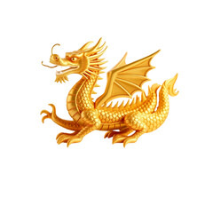 Naklejka premium Golden Dragon Image: Asian, Mythical, Art isolated on transparent background