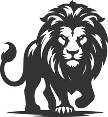 Obraz premium Silhouette of a lion with an intense glare ready to charge