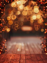 A warm and cozy background with a dreamy, out-of-focus arch of light points at the top, creating a soft and ethereal atmosphere, ideal for romantic, abstract, and inspirational themes.