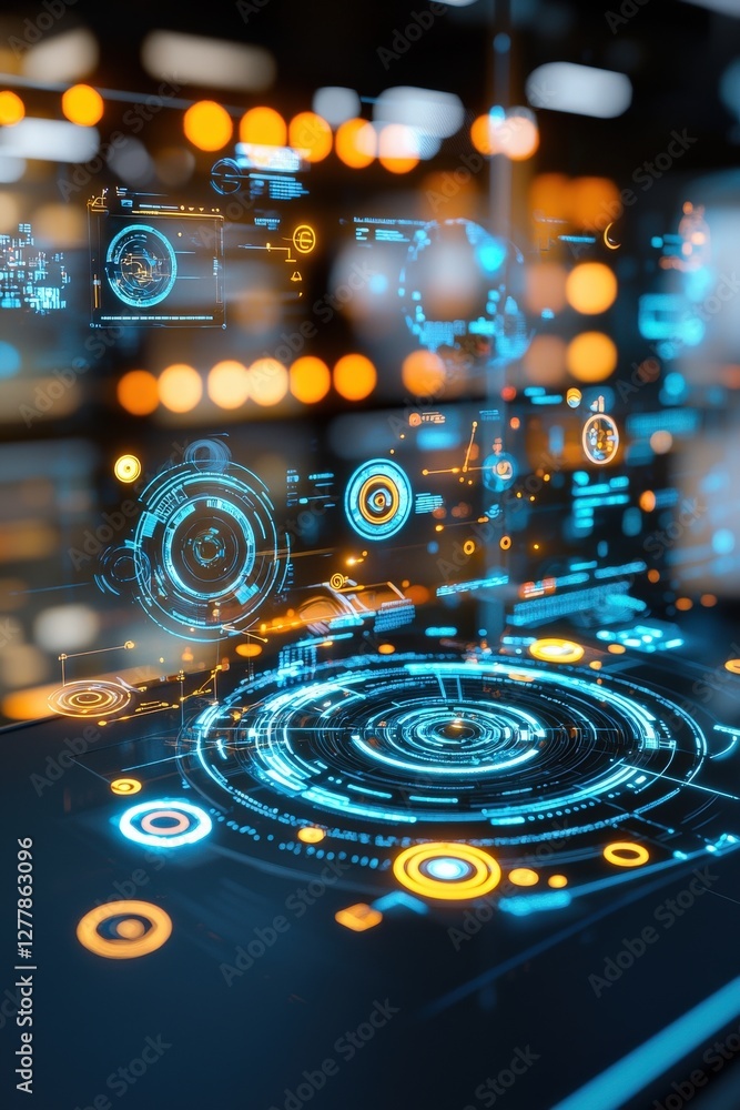 Aufkleber futuristic digital interface with abstract elements