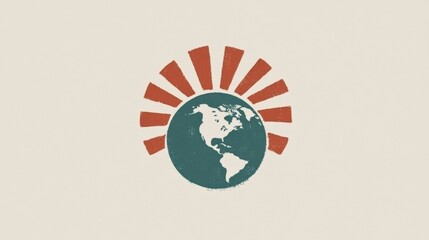 Vibrant Sunburst Design Over Earth Symbolizing Peaceful Connection with Nature and Harmony for Various Creative Projects