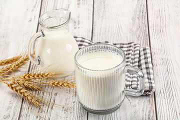 Organic milk in the glass
