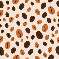 Seamless pattern with coffee beans. Vector illustration. Coffee background.