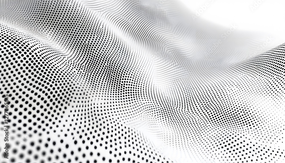 Aufkleber wavy abstract background design with halftone dots and curved lines