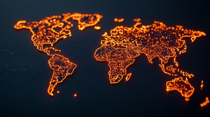 a digital world map with glowing countries
