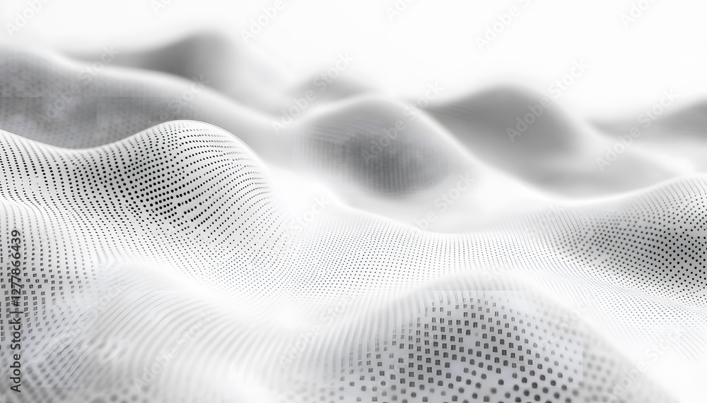 Poster abstract white landscape with subtle dark grid pattern