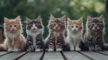 a group of cute kittens sitting next to each other