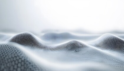 Abstract wavy surface composed of small white spheres