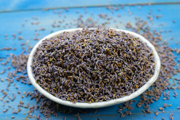 Dried lavender buds for brewing a herbal tea