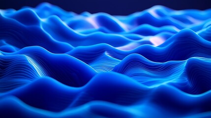 Abstract blue wavy surface. 3D digital graphic. Potential use for technology background