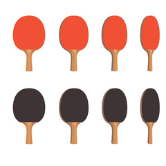 Ping pong paddle from different angles flat vector illustration. Table tennis sports equipment clipart. Sport and recreation, active game concept, eps 10